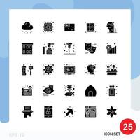 Pack von 25 kreativ solide Glyphen von Benutzer Verstand Land Schule Schließfach editierbar Vektor Design Elemente