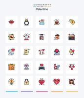 kreativ valentine 25 linje fylld ikon packa sådan som te. kopp. äktenskap. hjärta. avatar vektor