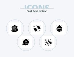 diet och näring glyf ikon packa 5 ikon design. sloka. näring. vitamin. friska. diet vektor