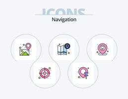 navigering linje fylld ikon packa 5 ikon design. navigering. Karta. inställningar. plats. Karta vektor