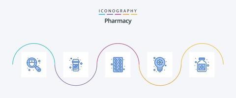 apotek blå 5 ikon packa Inklusive medicinsk. motgift. kapsel. apotek. innovation vektor