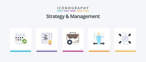 Strategie und Verwaltung eben 5 Symbol Pack einschließlich Pfeil. Benutzer. Briefmarke. Herstellung. Einstellung. kreativ Symbole Design vektor