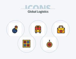 global Logistik Linie gefüllt Symbol Pack 5 Symbol Design. Lastschrift. Transport. Stern. Logistik. Box vektor