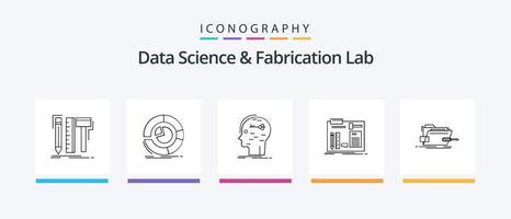 Daten Wissenschaft und Herstellung Labor Linie 5 Symbol Pack einschließlich Handy, Mobiltelefon. Daten. Wissen. testen. lernen. kreativ Symbole Design vektor