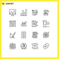 einstellen von 16 modern ui Symbole Symbole Zeichen zum Netz Internet Verkauf Lager schwer Rabatt editierbar Vektor Design Elemente