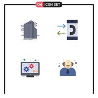 4 tematiska vektor platt ikoner och redigerbar symboler av byggnad utgående ansluten kommunikation befordran redigerbar vektor design element