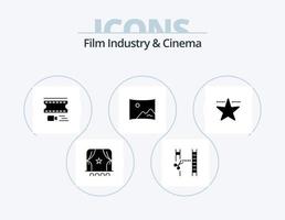 Cenima Glyphe Symbol Pack 5 Symbol Design. Hollywood. Panorama. Animation. Film. Kino vektor