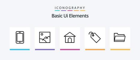 grundläggande ui element linje 5 ikon packa Inklusive man. hitta. varna. zoom. förstoringsglas. kreativ ikoner design vektor