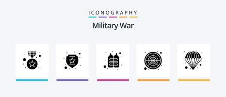 militär krig glyf 5 ikon packa Inklusive bomba. krig. jacka. solider. militär. kreativ ikoner design vektor