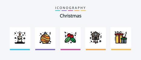 Weihnachten Linie gefüllt 5 Symbol Pack einschließlich Film. Szene. Kino. Film. Ende. kreativ Symbole Design vektor