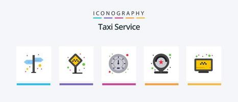 Taxi Bedienung eben 5 Symbol Pack einschließlich suchen. Sterne. Meter. Rezension. Nummer. kreativ Symbole Design vektor