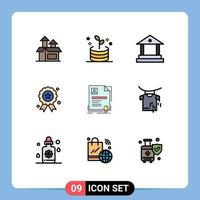 uppsättning av 9 modern ui ikoner symboler tecken för avtal bricka bank kontrakt oberoende dag redigerbar vektor design element