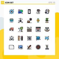 uppsättning av 25 modern ui ikoner symboler tecken för gradering keps smart telefon vagn uppkopplad redigerbar vektor design element