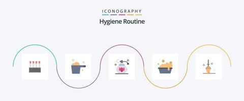 Hygiene Routine eben 5 Symbol Pack einschließlich . Reinigung. Reinigung. Eimer. Reinigung vektor