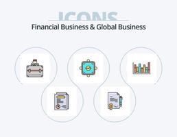 finansiell företag och global företag linje fylld ikon packa 5 ikon design. Graf. pengar. sten. tillväxt. handla vektor