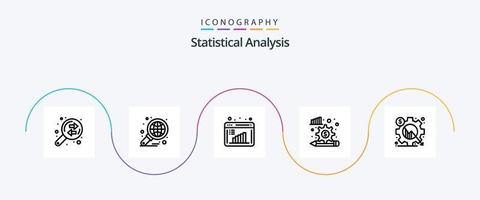 statistisk analys linje 5 ikon packa Inklusive analys. finansiera. Rapportera. diagram. data utvärdering vektor