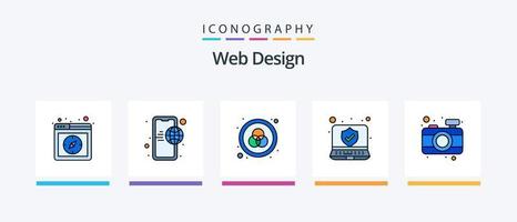 Netz Design Linie gefüllt 5 Symbol Pack einschließlich Gang. Netz. Browser. Internet. Netz. kreativ Symbole Design vektor