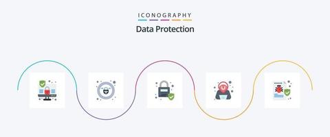 data skydd platt 5 ikon packa Inklusive . säkerhet. säkerhet. mapp. insekt vektor