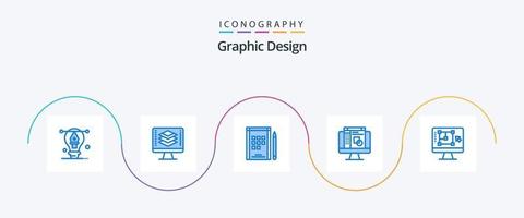 Grafik Design Blau 5 Symbol Pack einschließlich erweitern. verringern. Buch. Computer. Grafik Editor vektor