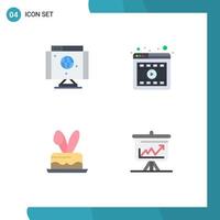 4 platt ikon begrepp för webbplatser mobil och appar dator ägg teknologi video Semester redigerbar vektor design element
