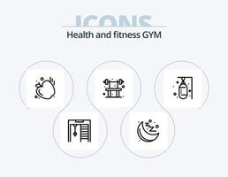 Gym linje ikon packa 5 ikon design. sporter. träning. tyngdlyftning. notera. styrelse vektor