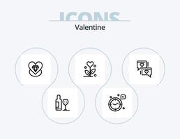 valentine linje ikon packa 5 ikon design. kärlek. bröllop. diamant. hjärta. kärleksfull vektor