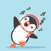 niedlicher Pinguin im Schal- und Ohrenschützer-Cartoon vektor