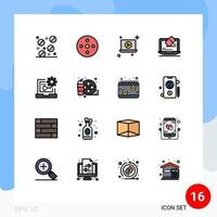einstellen von 16 modern ui Symbole Symbole Zeichen zum sich entwickeln Code abspielen c Werkzeug editierbar kreativ Vektor Design Elemente