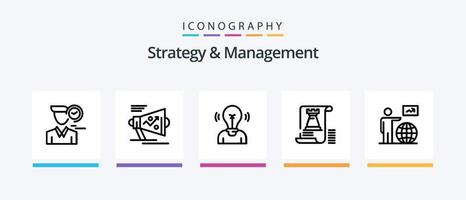 strategi och förvaltning linje 5 ikon packa Inklusive fort. slott. pil. företag. profil. kreativ ikoner design vektor