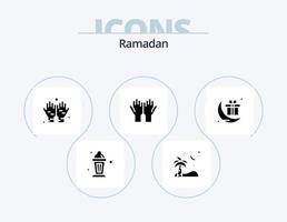 ramadan glyf ikon packa 5 ikon design. bön . muslim . handflatan . namaz vektor