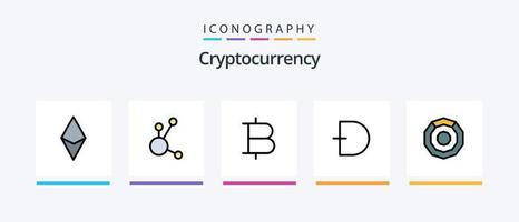 kryptovaluta linje fylld 5 ikon packa Inklusive ethereum . crypto valuta. mynt . crypto . iota. kreativ ikoner design vektor