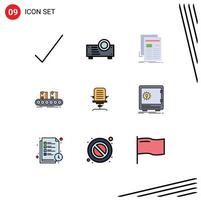 9 kreativ ikoner modern tecken och symboler av ärm linje Nyheter fabrik låda redigerbar vektor design element