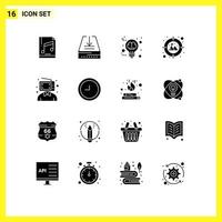 Lager Vektor Symbol Pack von 16 Linie Zeichen und Symbole zum Digital Inhalt Gehirn Ziel Fokus editierbar Vektor Design Elemente