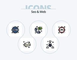 SEO und Netz Linie gefüllt Symbol Pack 5 Symbol Design. Website. seo. Daten. Leistung. Planung vektor