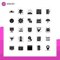 Gruppe von 25 solide Glyphen Zeichen und Symbole zum Entwicklung Codierung richtig Browser Essen editierbar Vektor Design Elemente