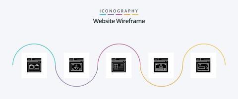 hemsida trådmodell glyf 5 ikon packa Inklusive hemsida. sida. hemsida. internet. webb vektor