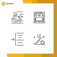 uppsättning av 4 modern ui ikoner symboler tecken för olycka vänster krossa internet aromaterapi redigerbar vektor design element