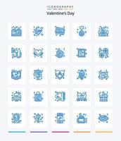 kreativ valentines dag 25 blå ikon packa sådan som älskare. hus. minne. Hem. kärlek vektor
