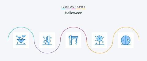 halloween blå 5 ikon packa Inklusive ljuv. godis. mörda. godis. halloween vektor