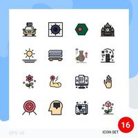 uppsättning av 16 modern ui ikoner symboler tecken för strand regering asiatisk Centrum blockera flagga redigerbar kreativ vektor design element