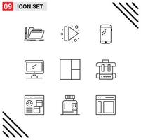 Gliederung Pack von 9 Universal- Symbole von imac Monitor richtig Computer huawei editierbar Vektor Design Elemente