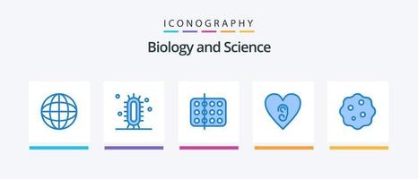 biologi blå 5 ikon packa Inklusive kärlek. öra. vetenskap. prov. medicinsk. kreativ ikoner design vektor