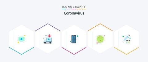Coronavirus 25 eben Symbol Pack einschließlich Epidemie. Bakterien. Transport. Corona. medizinisch vektor