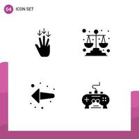 4 universell fast glyf tecken symboler av finger tillbaka gester lag spel redigerbar vektor design element