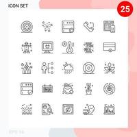 Lager Vektor Symbol Pack von 25 Linie Zeichen und Symbole zum Handy, Mobiltelefon Design Wolke reaktionsschnell Anruf editierbar Vektor Design Elemente