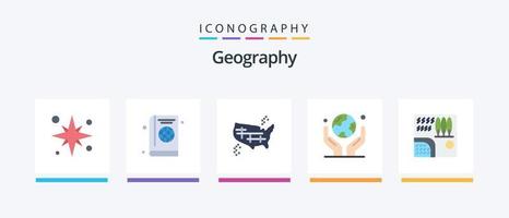 geo grafisk platt 5 ikon packa Inklusive mänsklig hand. miljö. klot. amerika. förenad. kreativ ikoner design vektor