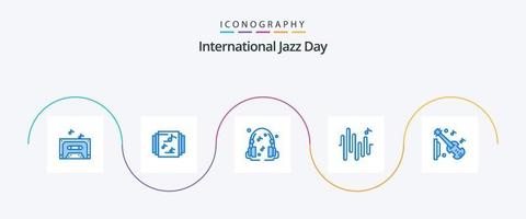 International Jazz Tag Blau 5 Symbol Pack einschließlich . Geige. Klang. Musik. Gitarre vektor