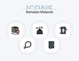 ramadan linje fylld ikon packa 5 ikon design. islam. moskén. ramadhan. mat. islam vektor