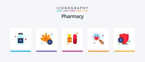 apotek platt 5 ikon packa Inklusive . försäkring. vetenskap. hälsa. medicinsk. kreativ ikoner design vektor