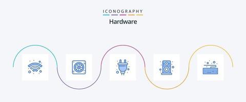 Hardware- Blau 5 Symbol Pack einschließlich Typ. Hardware. Stecker. Lautsprecher. Hardware- vektor